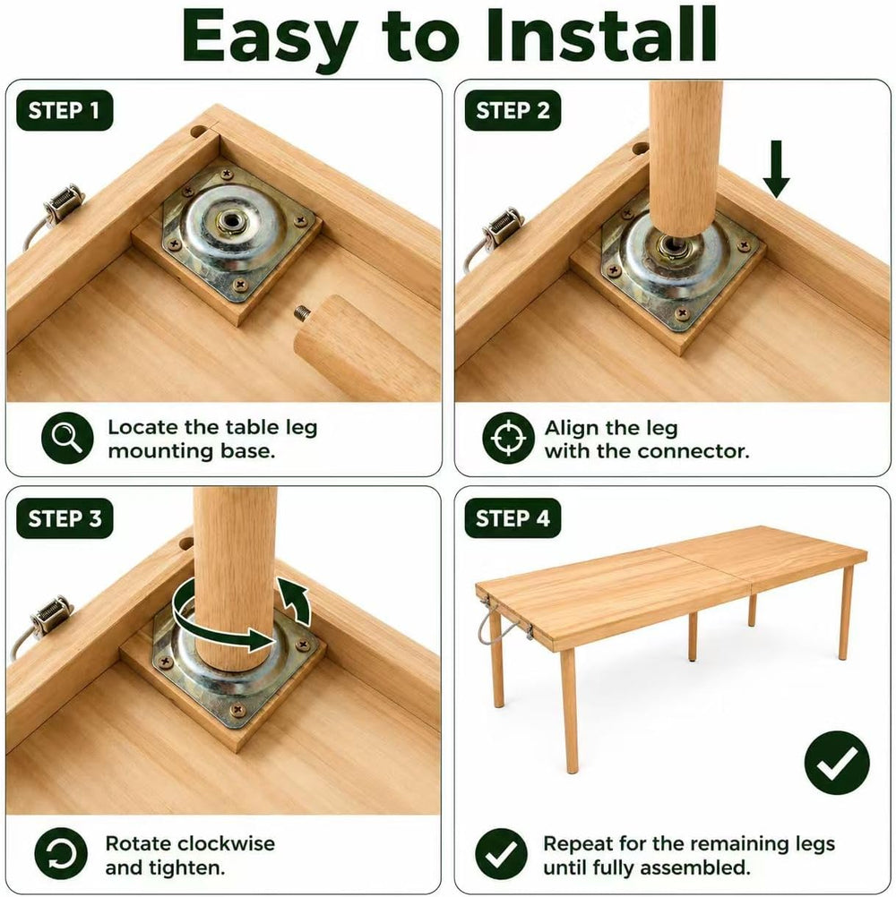 Folding Wooden Picnic Table, All-in-One Storage Box Design Portable Solid Woo...