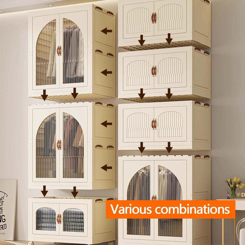 Heavy Duty Clothes Rack - Portable Foldable Wardrobe with Hanging Space on Wh...