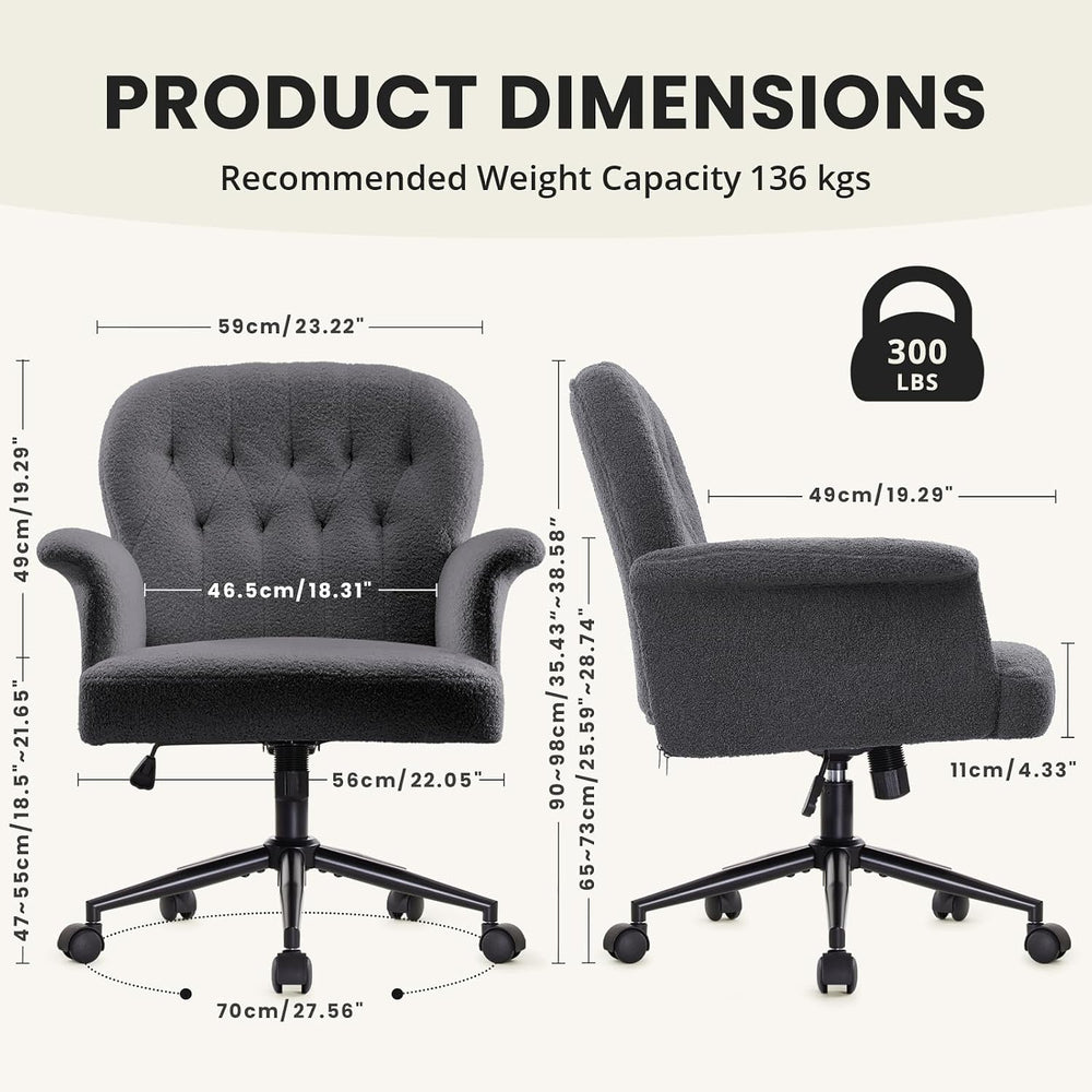IWMH Comfy Home Office Desk Chair, Upholstered Fabric Cozy Vanity Chair