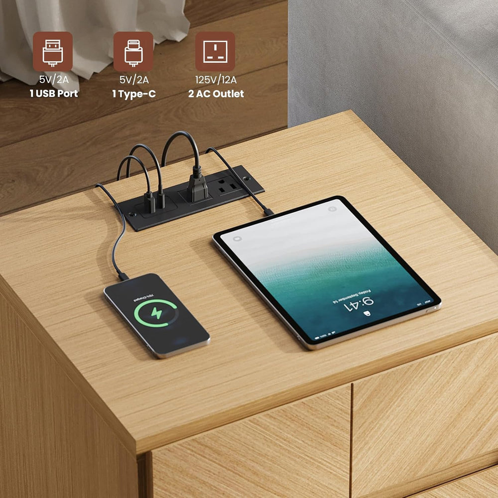 ModernMate 23.5" Tall Modern Nightstand, Wood Bedside Table with Drawer,...