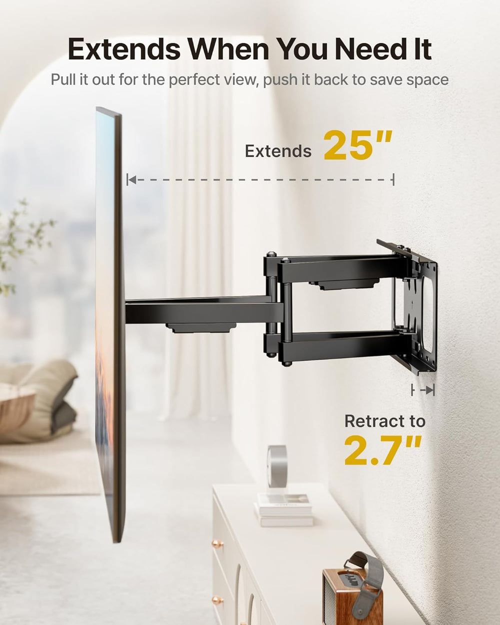 monTEK Full Motion TV Wall Mount for 50-100 Inch Large TVs up to 165 lbs, Lon...