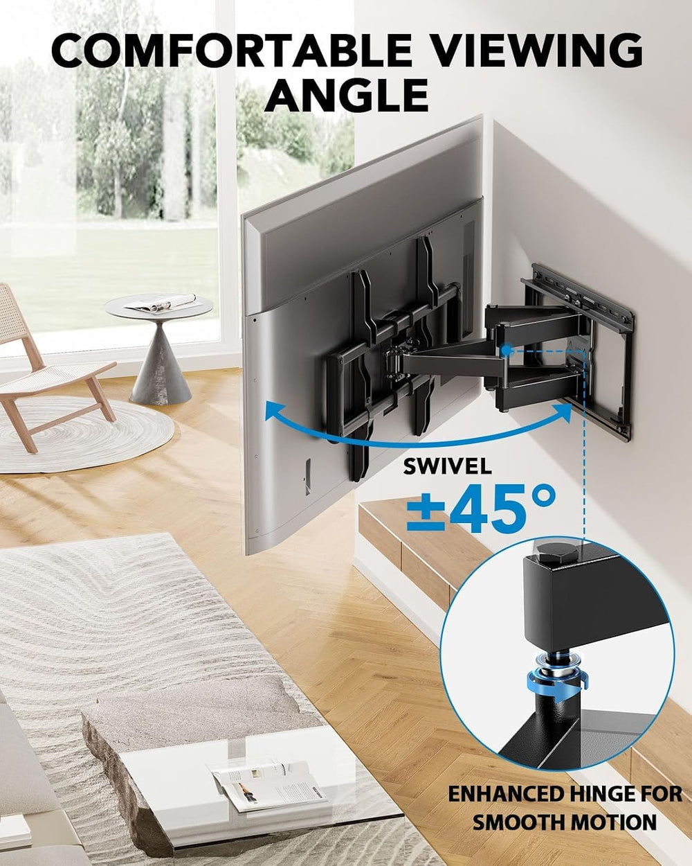 Pipishell Full Motion TV Wall Mount for 42-85 inch LED TVs up to 132lbs, Fits...