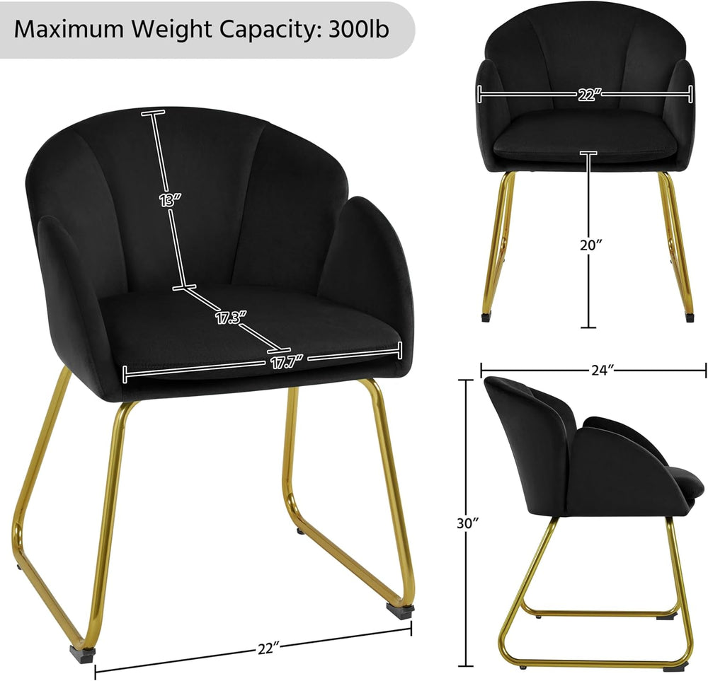 Yaheetech Upholstered Petal Dining Chair, Modern Velvet Bucket Dining Chair w...