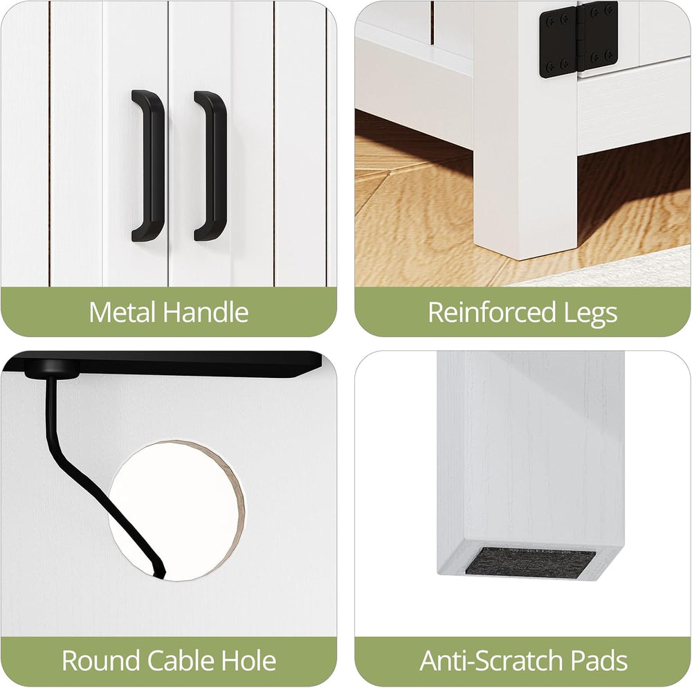 End Table with Charging Station, 23.6''W Large Sofa Side Table with B...