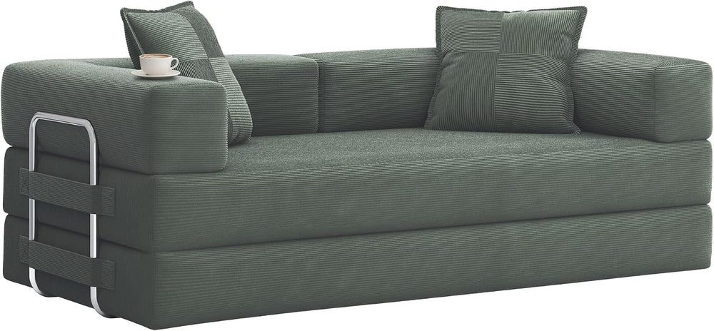 GRUSIGN 78 Inch Convertible Sofa Bed, 5-in-1 Futon Sofa Bed Pull Out Couch, C...