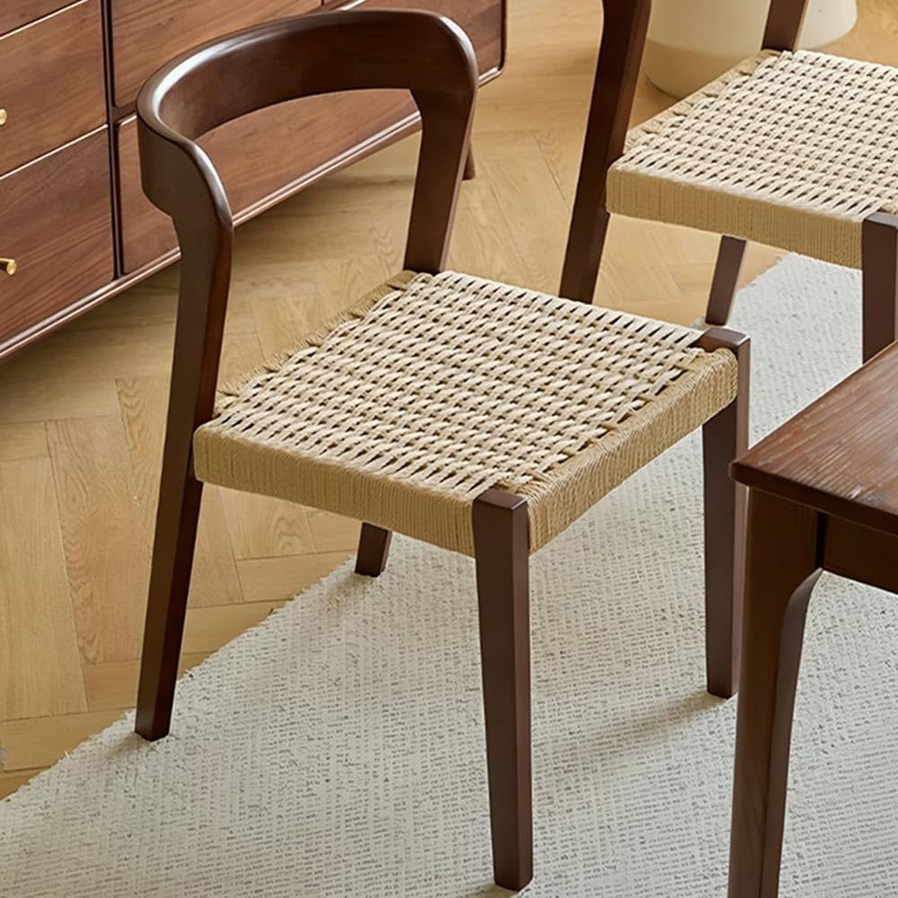 Etlegor Farmhouse Rattan Dining Chairs, Mid Century Wood Kitchen Chairs with ...