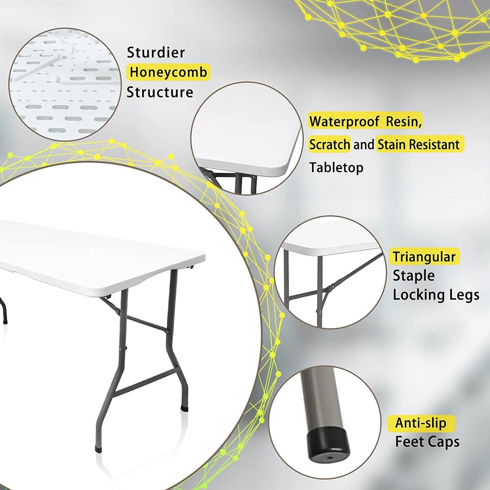 5FT Fold-in-Half Folding Table | 330 lb, Carry Handle