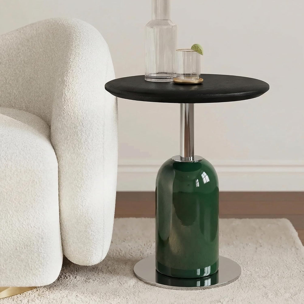 18.9'' Round End Table for Living Room, Modern Accent Side Table with...