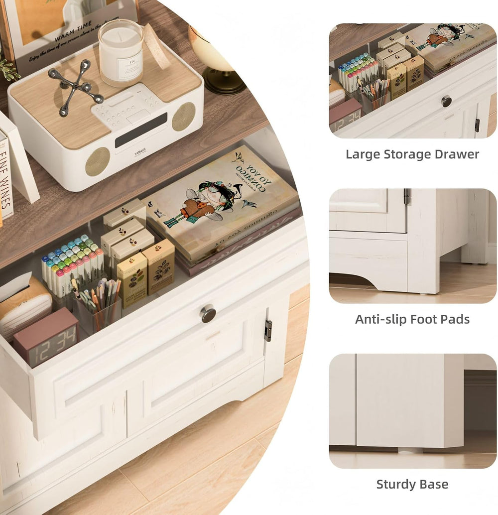 Buffet Cabinet with Storage and Drawer,Sideboard Coffee Bar with Adjustable S...