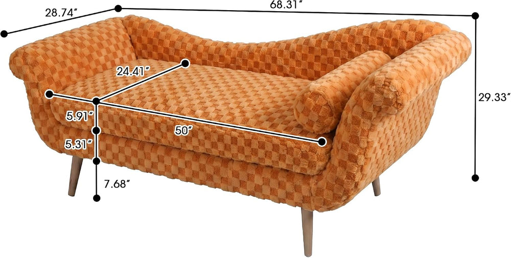 ERYE Upholstered Left Facing Chaise Lounge Chair W/Scroll Arms and Wood Legs,...