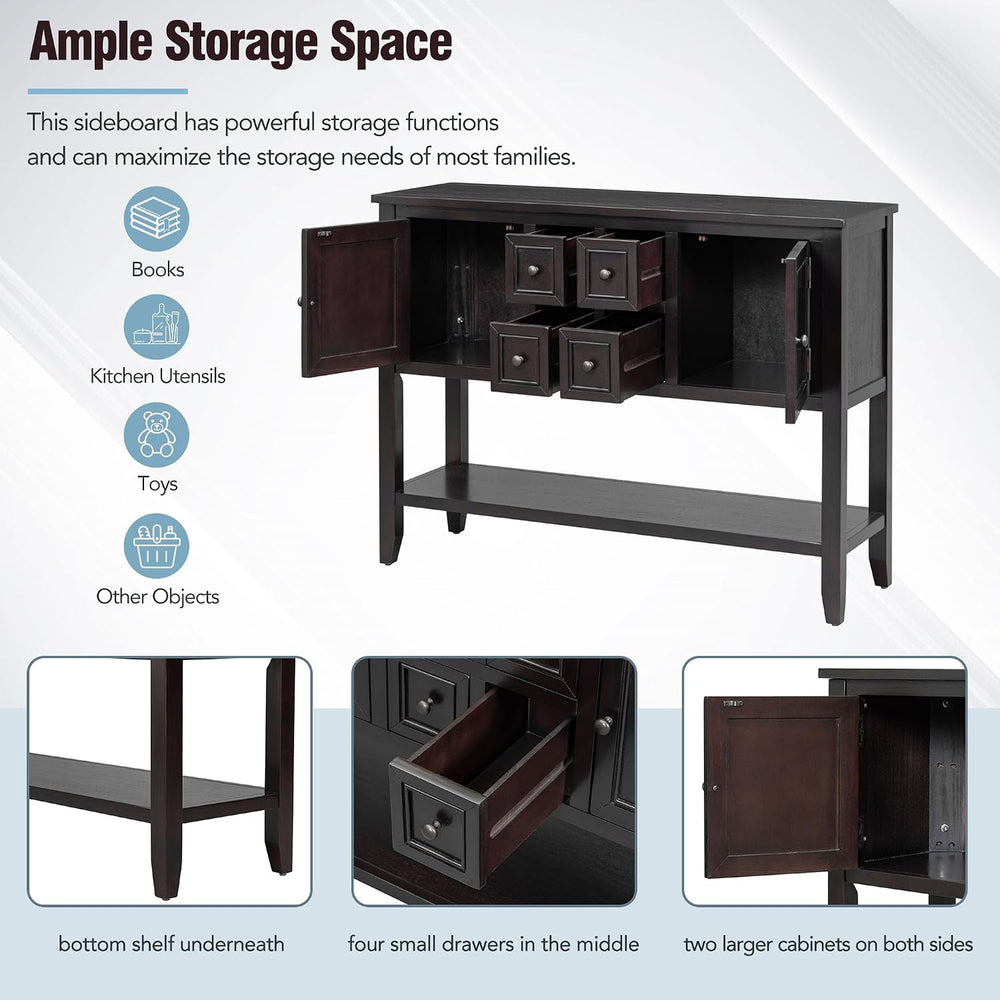 Knocbel Vintage Wood Console Table Buffet Sideboard with 4 Storage Drawers, 2...