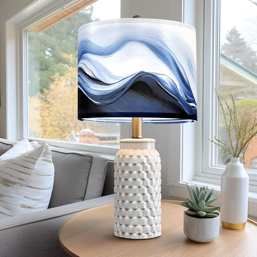 Drum Lamp Shade, Blue Ocean Wave, 13 x 13 x 10 Inch
