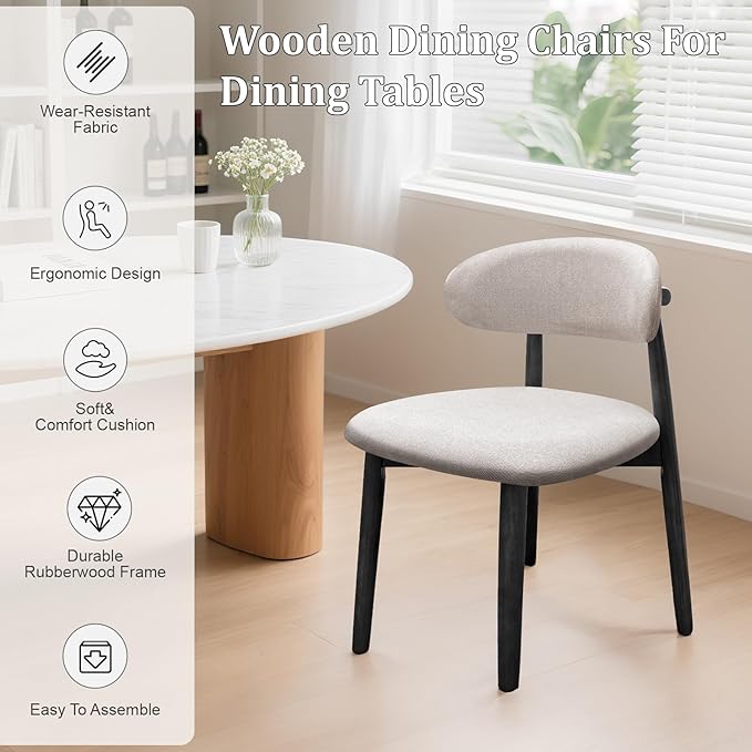 Farmhouse Dining Chairs Set of 6,Mid Century Modern Fabric Upholstered Kitche...