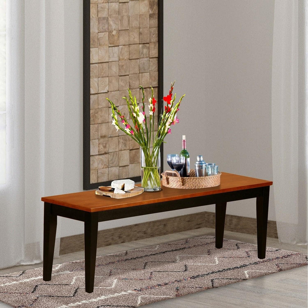 East West Furniture NIB-BLK-W Nicoli Dining Table Bench with Wooden Seat, 54x...