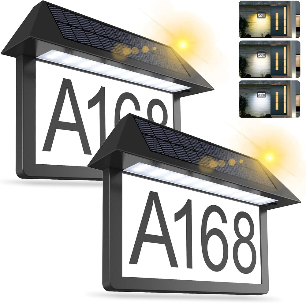 Solar Address Sign, House Numbers Sign for Outside 3 Color Temperature, High ...