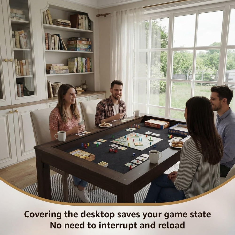MOUMON 63” Board Game Table for 4-6 Players, Gaming & Dining Table with R...