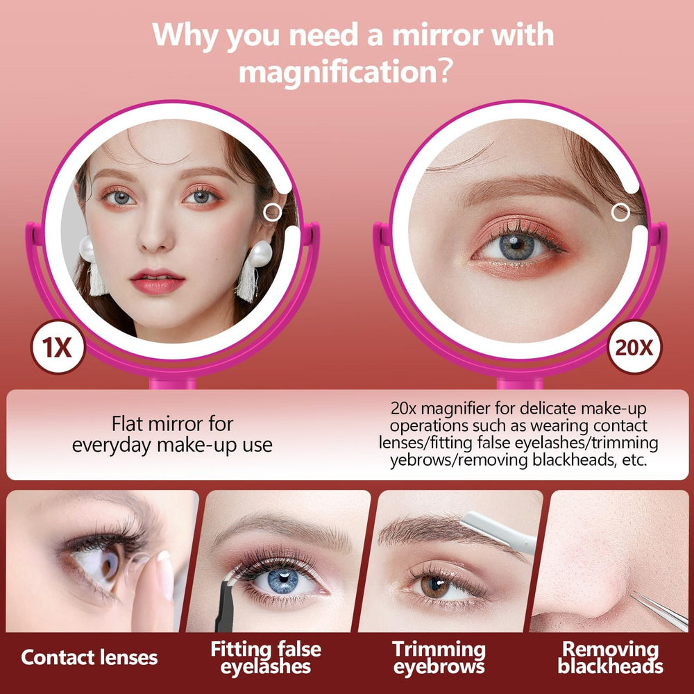 MIYADIVA Makeup Mirror with Lights, 20X Magnifying Mirror with Light and Touc...