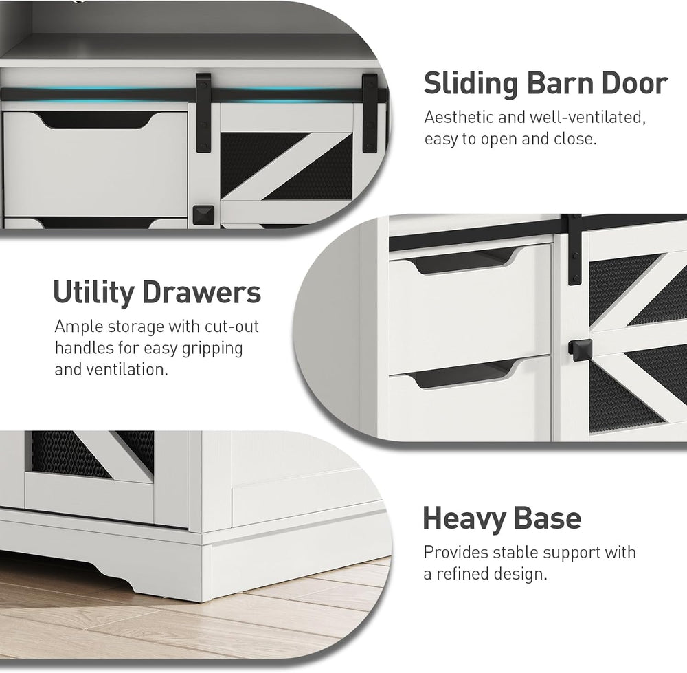 RALGEND Farmhouse End Table with Charging Station, Sofa Side Table with 2 Dra...