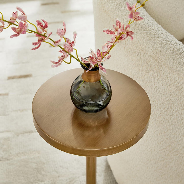 Antique Brass Adjustable Height Accent Table