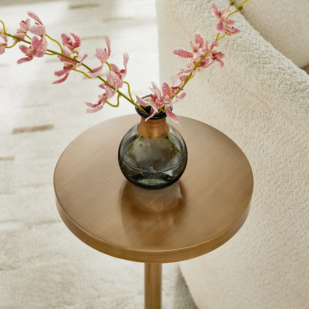 Antique Brass Adjustable Height Accent Table