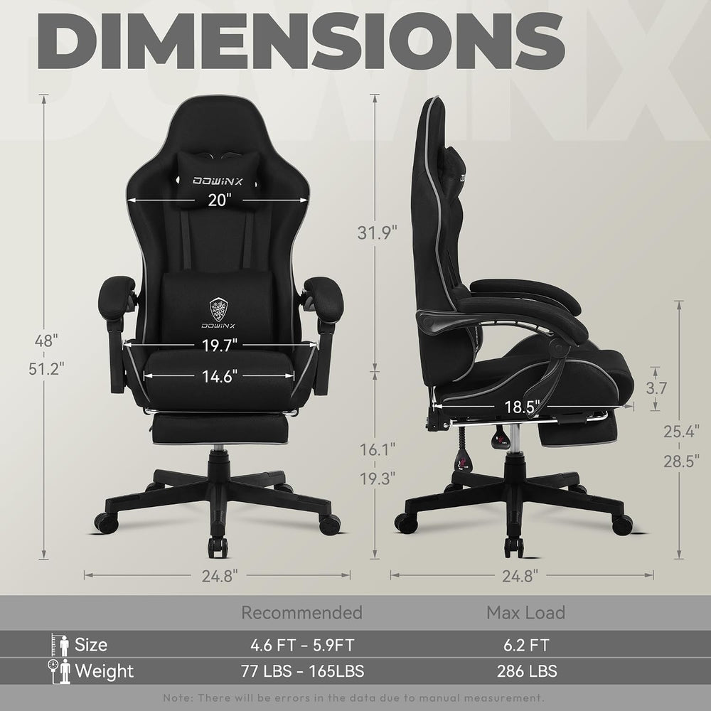 Dowinx Gaming Chair Fabric with Pocket Spring Cushion, Massage Game Chair Clo...