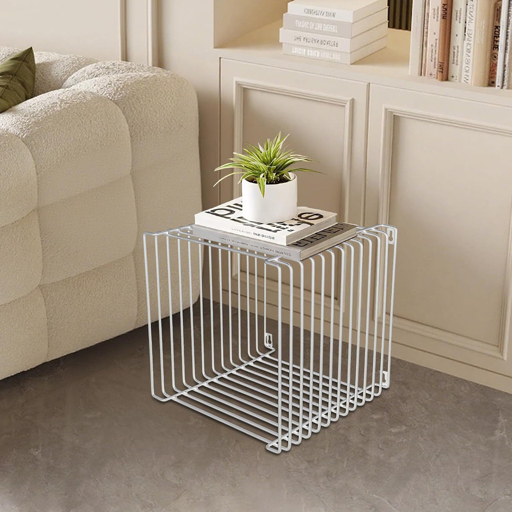 Square Geometry Retro Side Table, Linear Metal End Table, Iron Multi-Purpose ...