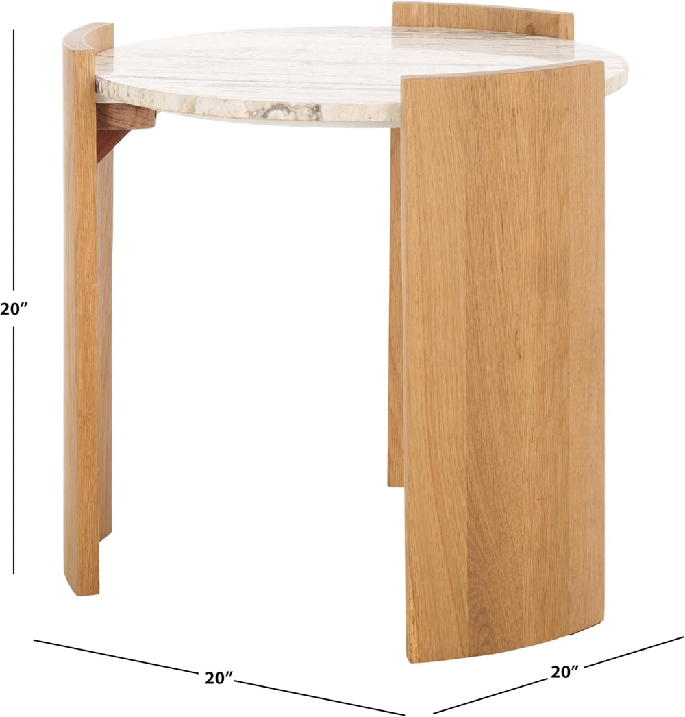 SAFAVIEH Couture Collection - Damarcus Travertine & Solid Wood Accent Tab...