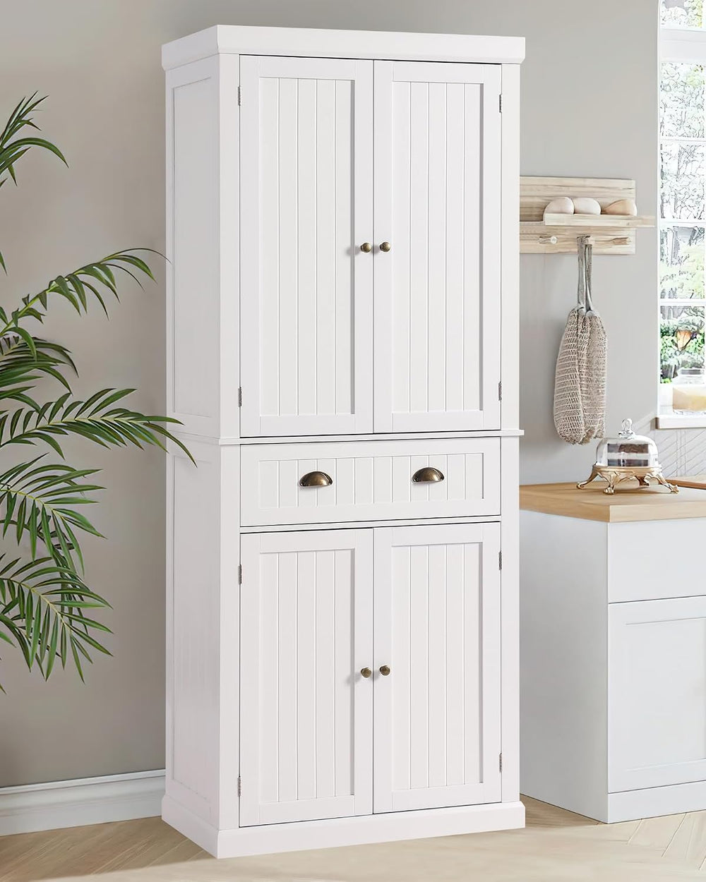 LOUVIXA 72" Kitchen Pantry Storage Cabinet, Freestanding Cupboard with 2...