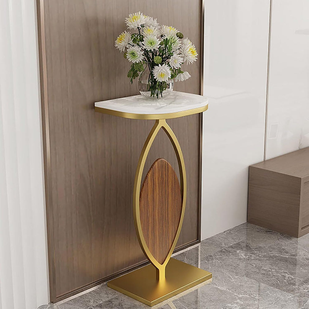 Modern Narrow Console Table Stone Slab Top and Metal Frame Decorative Table f...