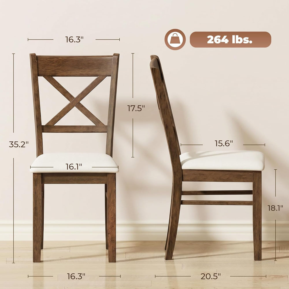 HOMCOM Dining Chairs Set of 2, Upholstered Kitchen Chairs with Rubberwood Fra...
