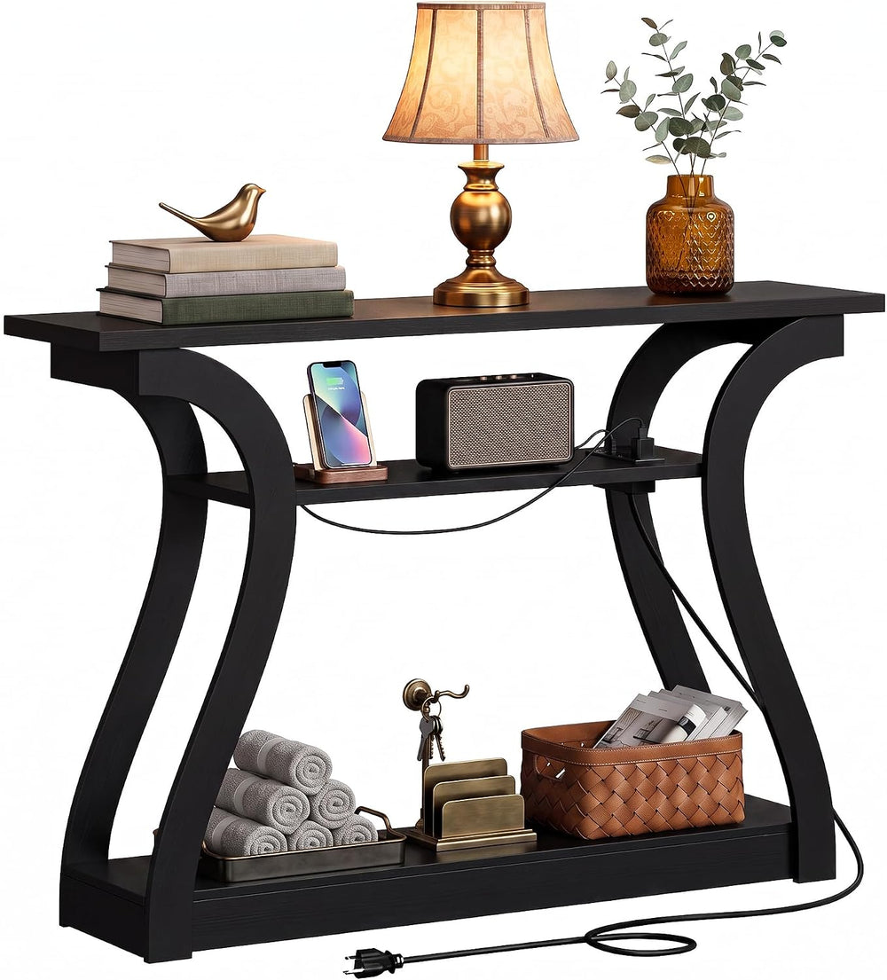 ZENY 47.2 inch Console Table with Power Outlets | 3-Tier Entryway Sofa Table,...
