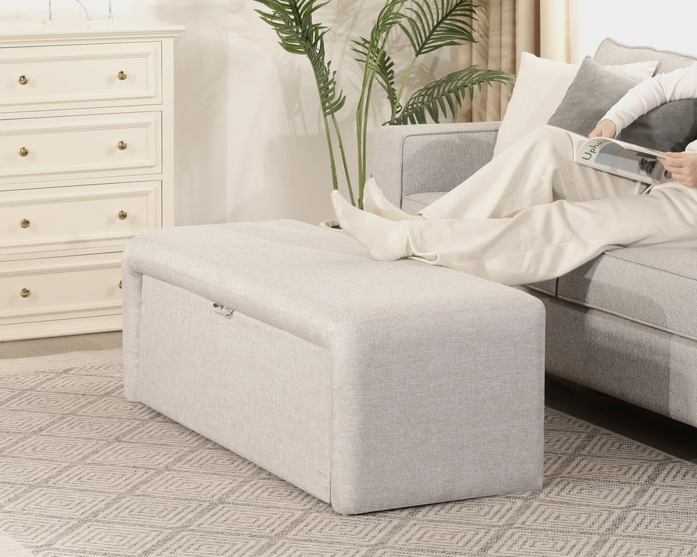 Homebeez 48" Storage Ottoman Bench with Side Opening, Large Ottoman with...
