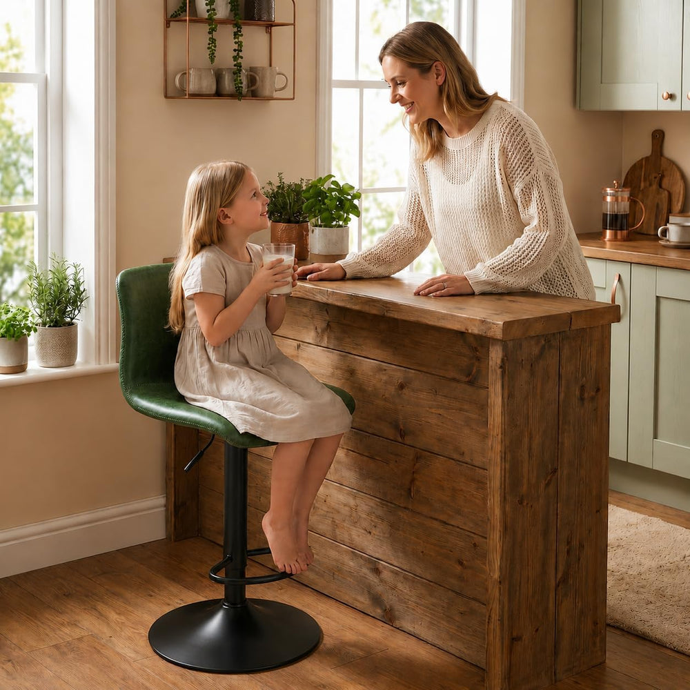 Adjustable Bar Stools Set of 3 for Kitchen Island, Green