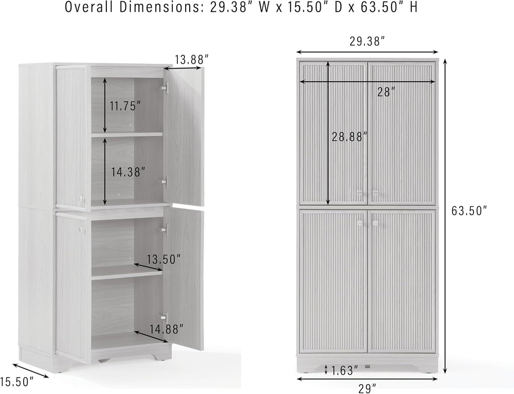 Crosley Furniture Naomi Modern Reeded Kitchen Pantry Storage Cabinet, Dining,...