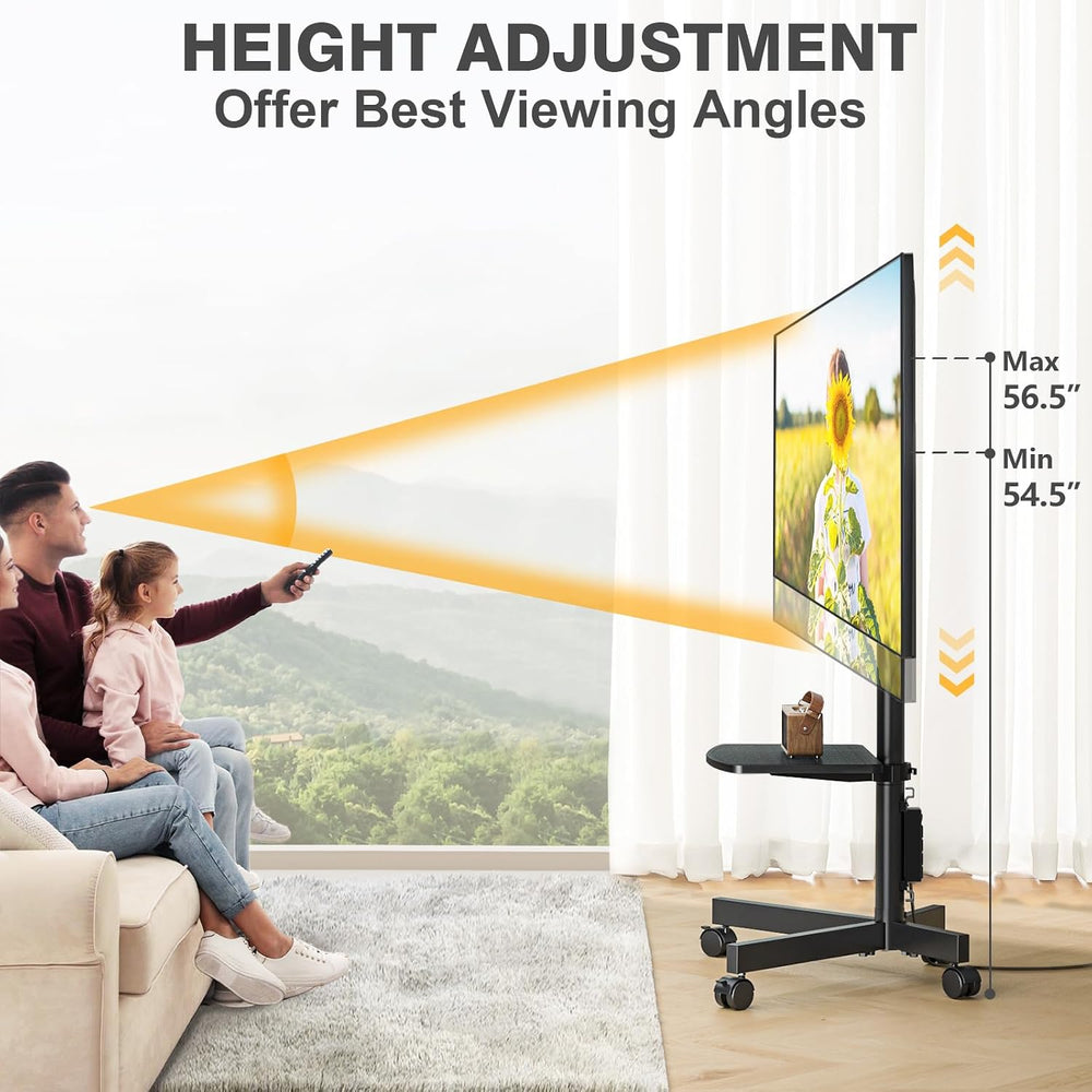 TVON Mobile TV Stand with Power Outlet for 23-65 Inch TVs up to 88 lbs | Tilt...