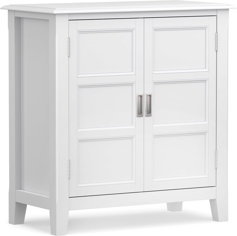 SIMPLIHOME Burlington 30" Wide Solid Wood Cabinet in White
