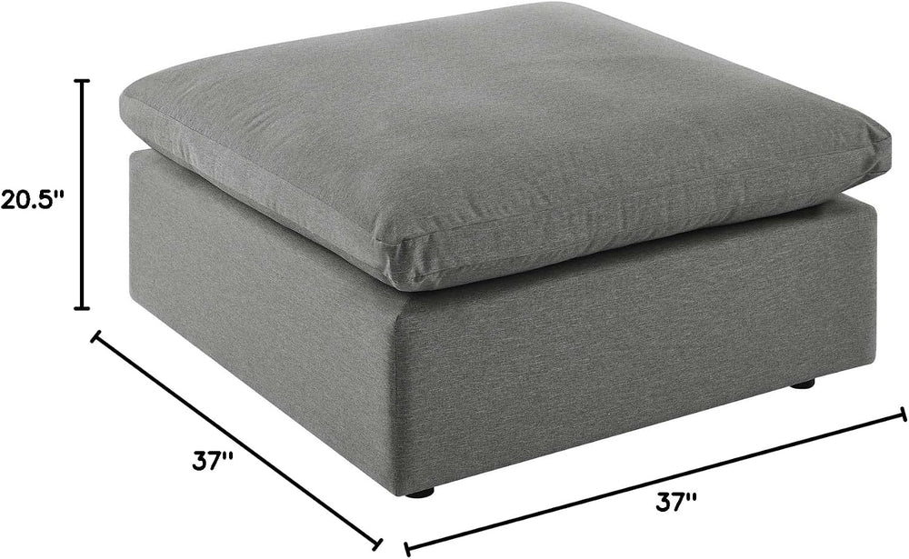 Modway Commix Outdoor Patio Overstuffed Sectional Sofa Ottoman in Charcoal