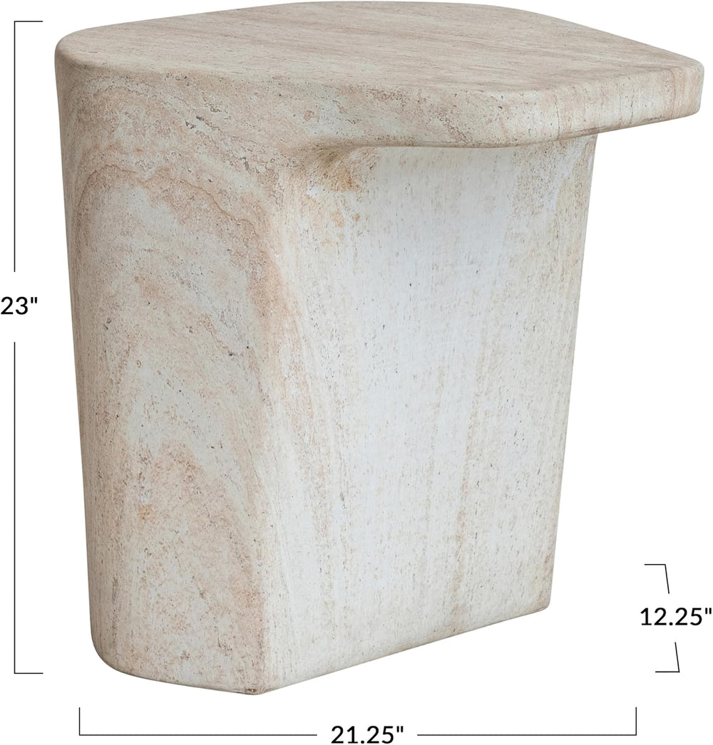 Bloomingville Lightweight Eco Stone Indoor/Outdoor Table, Travertine Finish, ...