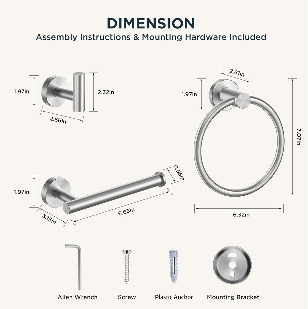 FORIOUS Bathroom Accessories Set, 4-Piece Bathroom Hardware Set