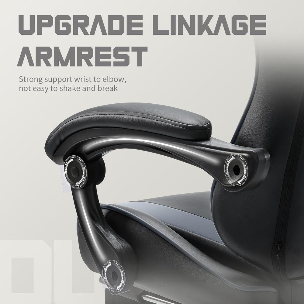 DUMOS Ergonomic Gaming Chair with Footrest, Home Office Desk Chair | PU Leath...