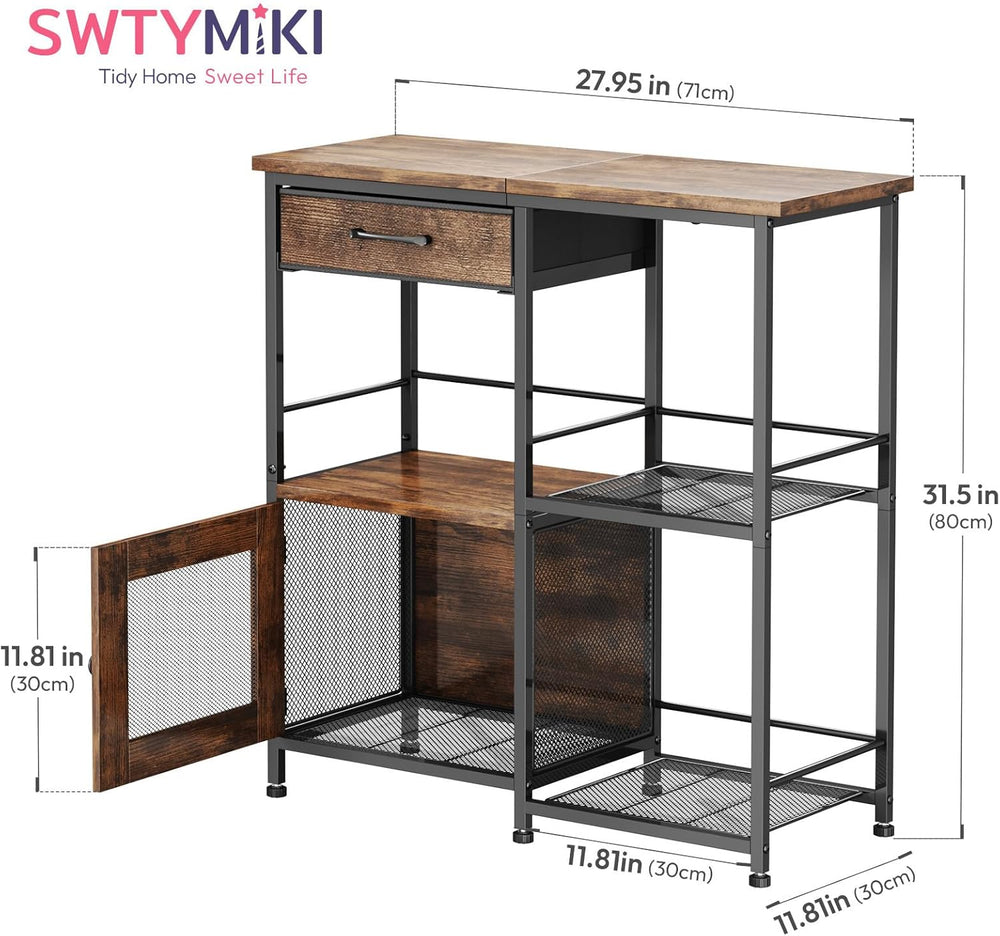 SWTYMIKI Coffee Bar Cabinet for Home - Farmhouse Coffee Stand Station Multi-P...