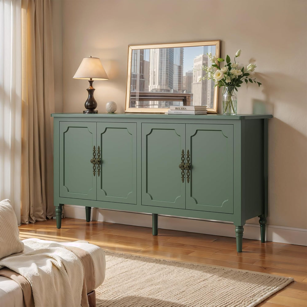 FansaFurn 58" Large Sideboard Buffet Cabinet with 4 Doors, Modern Creden...