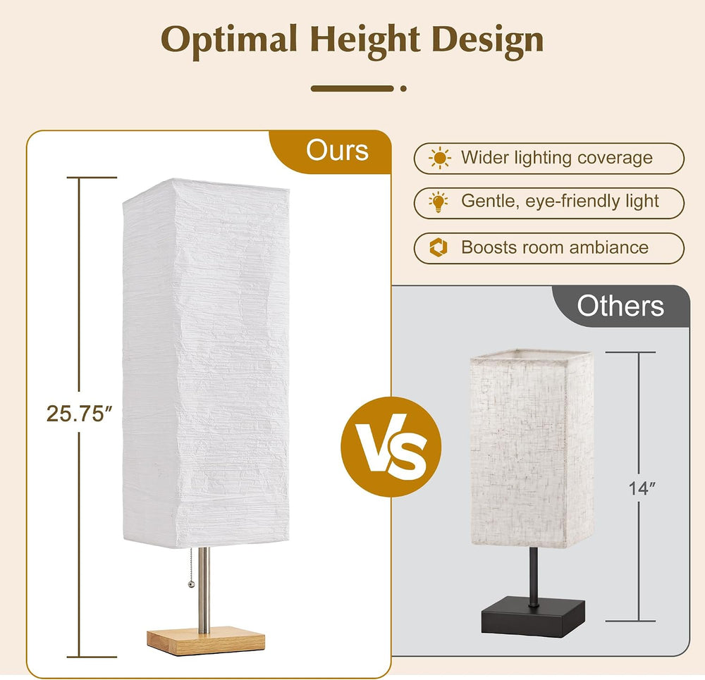 Bedside Table Lamp for Bedroom, 25.75" Tall Lamp for Living Room, 3CCT