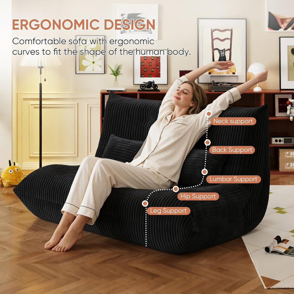 Bean Bag Chair with Pillow, Giant Flannal Memory Foam beanbags Lazy Sofa for ...