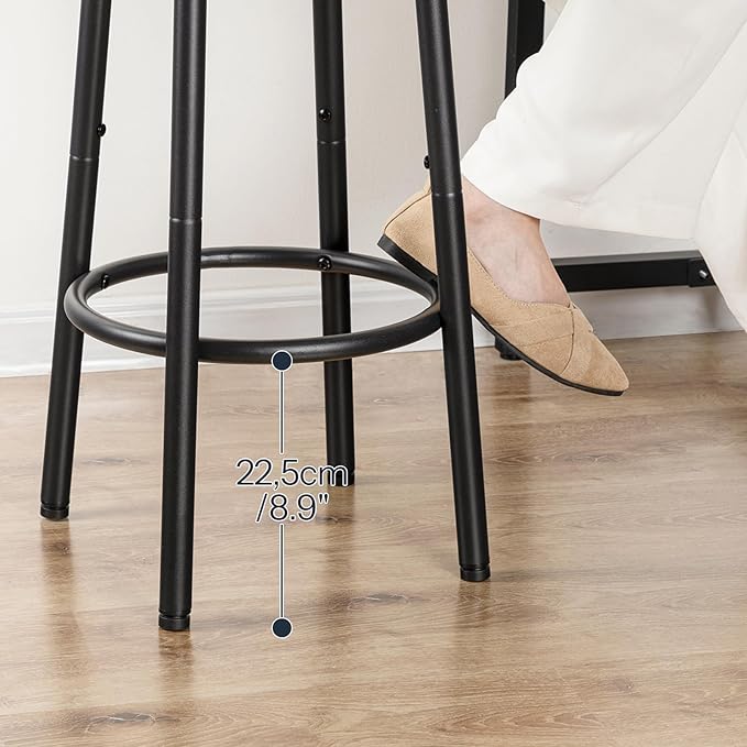 HOOBRO Bar Stools, Set of 4 Bar Chairs, Kitchen Round Height Stools with Foot...