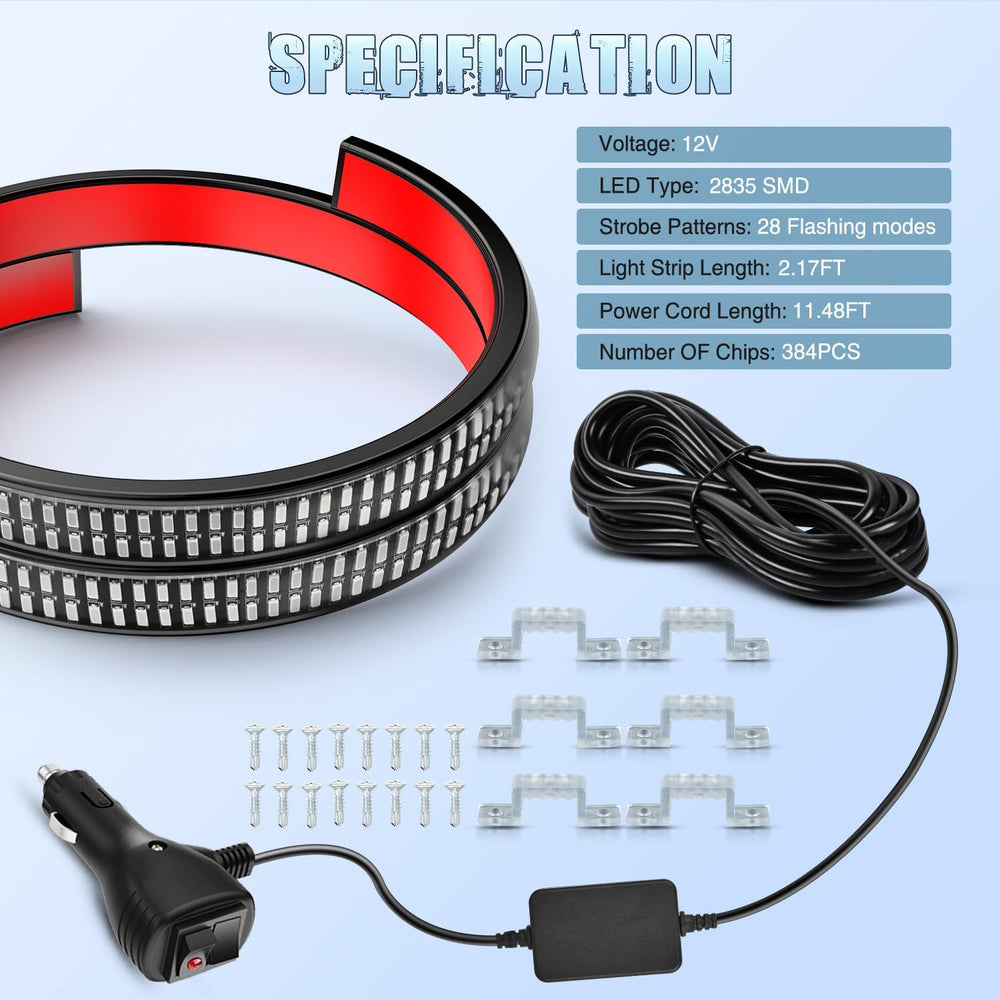 Nilight 2PCS 24" Truck Grille Strobe Light Strips 384 LED Red