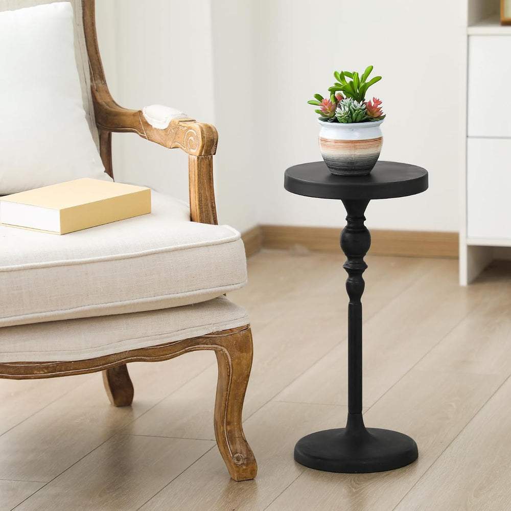 CroBlissful Black Metal Martini Table 9.5 x 9.5 x 20.5 Inches Round Drink Tab...