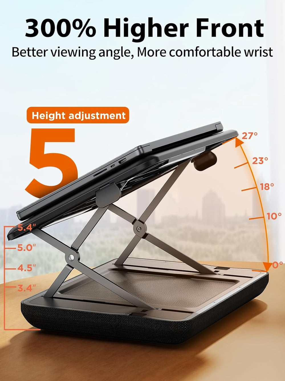 SAIJI Height & Tilt Adjustable Lap Desk, Portable Laptop Stand for Bed