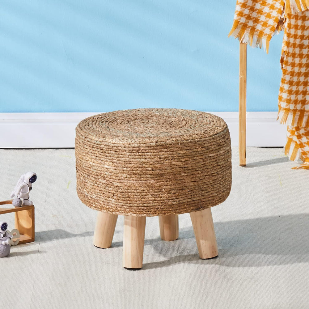 Cpintltr Foot Stool Natural Seagrass Hand Weave Poufs Round Ottoman for Couch...