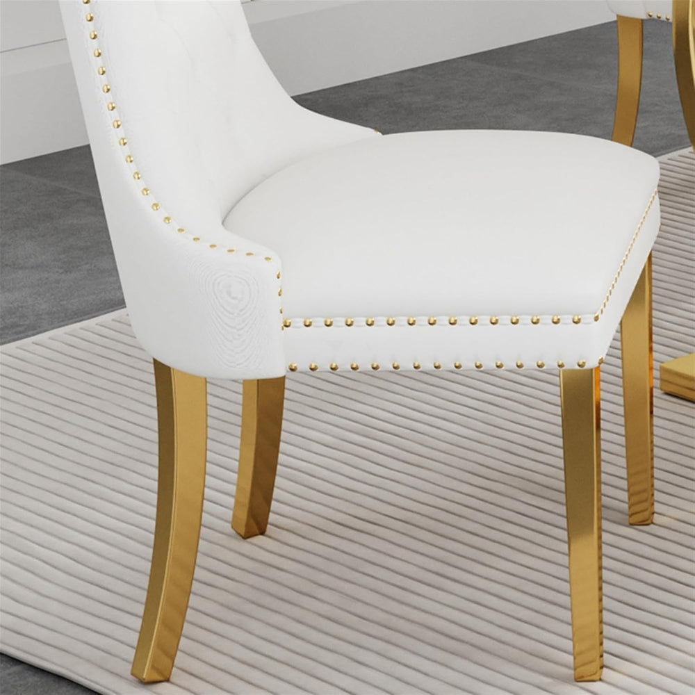 White Velvet Dining Chairs Set of 2, Mid Century Modern Kitchen & Dining ...